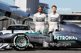 Lewis Hamilton (GBR) Mercedes AMG F1 and team mate Nico Rosberg (GER) Mercedes AMG F1 unveil the new Mercedes AMG F1 W04. 04.02.2013. Mercedes AMG F1 W04 Launch, Jerez, Spain.