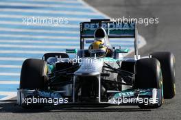 Lewis Hamilton (GBR) Mercedes AMG F1 W04 has his first run. 04.02.2013. Mercedes AMG F1 W04 Launch, Jerez, Spain.