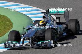 Lewis Hamilton (GBR) Mercedes AMG F1 W04 has his first run. 04.02.2013. Mercedes AMG F1 W04 Launch, Jerez, Spain.