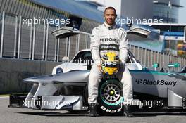 Lewis Hamilton (GBR) Mercedes AMG F1 with the new Mercedes AMG F1 W04. 04.02.2013. Mercedes AMG F1 W04 Launch, Jerez, Spain.