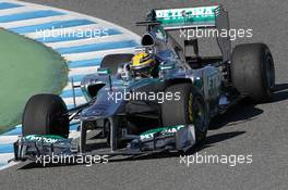 Lewis Hamilton (GBR) Mercedes AMG F1 W04 has his first run. 04.02.2013. Mercedes AMG F1 W04 Launch, Jerez, Spain.