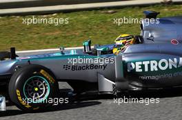 Lewis Hamilton (GBR) Mercedes AMG F1 W04 has his first run. 04.02.2013. Mercedes AMG F1 W04 Launch, Jerez, Spain.