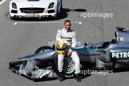 Lewis Hamilton (GBR) Mercedes AMG F1 with the new Mercedes AMG F1 W04. 04.02.2013. Mercedes AMG F1 W04 Launch, Jerez, Spain.