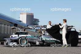 Lewis Hamilton (GBR) Mercedes AMG F1 and team mate Nico Rosberg (GER) Mercedes AMG F1 unveil the new Mercedes AMG F1 W04. 04.02.2013. Mercedes AMG F1 W04 Launch, Jerez, Spain.