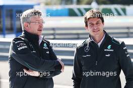 (L to R): Ross Brawn (GBR) Mercedes AMG F1 Team Principal with Toto Wolff (GER) Mercedes AMG F1 Shareholder and Executive Director. 04.02.2013. Mercedes AMG F1 W04 Launch, Jerez, Spain.