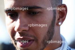 Lewis Hamilton (GBR) Mercedes AMG F1 with the media. 04.02.2013. Mercedes AMG F1 W04 Launch, Jerez, Spain.