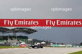 Pastor Maldonado (VEN) Williams FW35 passes under Fly Emirates hoardings. 22.03.2013. Formula 1 World Championship, Rd 2, Malaysian Grand Prix, Sepang, Malaysia, Friday.
