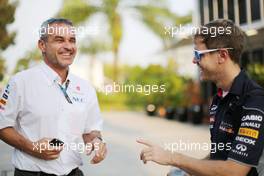 (L to R): Beat Zehnder (SUI) Sauber F1 Team Manager with Sebastian Vettel (GER) Red Bull Racing. 22.03.2013. Formula 1 World Championship, Rd 2, Malaysian Grand Prix, Sepang, Malaysia, Friday.