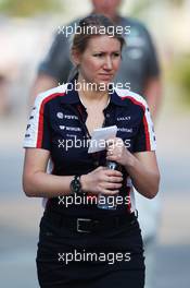 Sophie Eden (GBR) Williams Press Officer. 22.03.2013. Formula 1 World Championship, Rd 2, Malaysian Grand Prix, Sepang, Malaysia, Friday.