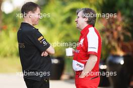 (L to R): Alan Permane (GBR) Lotus F1 Team Trackside Operations Director with Pat Fry (GBR) Ferrari Deputy Technical Director and Head of Race Engineering. 22.03.2013. Formula 1 World Championship, Rd 2, Malaysian Grand Prix, Sepang, Malaysia, Friday.