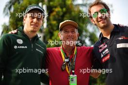 (L to R): Charles Pic (FRA) Caterham with Jean Ragnotti (FRA), rally driver and Renault ambassador and Jean-Eric Vergne (FRA) Scuderia Toro Rosso. 22.03.2013. Formula 1 World Championship, Rd 2, Malaysian Grand Prix, Sepang, Malaysia, Friday.