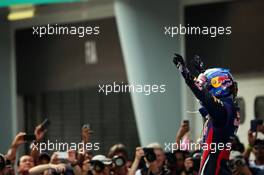 Race winner Sebastian Vettel (GER) Red Bull Racing celebrates in parc ferme. 24.03.2013. Formula 1 World Championship, Rd 2, Malaysian Grand Prix, Sepang, Malaysia, Sunday.