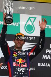 2nd place Mark Webber (AUS) Red Bull Racing. 24.03.2013. Formula 1 World Championship, Rd 2, Malaysian Grand Prix, Sepang, Malaysia, Sunday.
