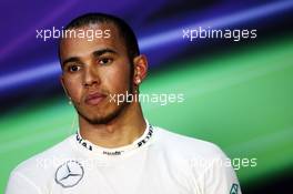 Third placed Lewis Hamilton (GBR) Mercedes AMG F1 in the FIA Press Conference. 24.03.2013. Formula 1 World Championship, Rd 2, Malaysian Grand Prix, Sepang, Malaysia, Sunday.