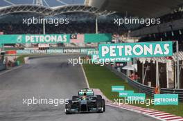 Lewis Hamilton (GBR) Mercedes AMG F1 W04 leads Nico Rosberg (GER) Mercedes AMG F1 W04. 24.03.2013. Formula 1 World Championship, Rd 2, Malaysian Grand Prix, Sepang, Malaysia, Sunday.