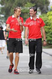 Max Chilton (GBR) Marussia F1 Team with Dave O'Neill (GBR) Marussia F1 Team Manager. 21.03.2013. Formula 1 World Championship, Rd 2, Malaysian Grand Prix, Sepang, Malaysia, Thursday.