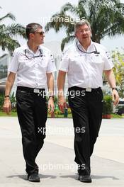 (L to R): Nick Fry (GBR) Mercedes AMG F1 Chief Executive Officer with Ross Brawn (GBR) Mercedes AMG F1 Team Principal. 21.03.2013. Formula 1 World Championship, Rd 2, Malaysian Grand Prix, Sepang, Malaysia, Thursday.
