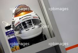 Helmet of Adrian Sutil (GER), Sahara Force India F1 Team   20.09.2013. Formula 1 World Championship, Rd 13, Singapore Grand Prix, Singapore, Singapore, Practice Day.