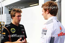 (L to R): Davide Valsecchi (ITA) Lotus F1 Third Driver with Oliver Turvey (GBR) McLaren Test Driver.