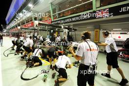 McLaren practice pit stops. 19.09.2013. Formula 1 World Championship, Rd 13, Singapore Grand Prix, Singapore, Singapore, Preparation Day.