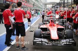 Marussia F1 Team MR02 in scrutineering. 19.09.2013. Formula 1 World Championship, Rd 13, Singapore Grand Prix, Singapore, Singapore, Preparation Day.