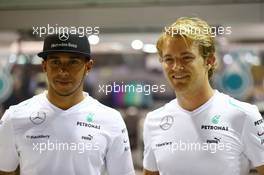 (L to R): Lewis Hamilton (GBR) Mercedes AMG F1 with team mate Nico Rosberg (GER) Mercedes AMG F1. 19.09.2013. Formula 1 World Championship, Rd 13, Singapore Grand Prix, Singapore, Singapore, Preparation Day.