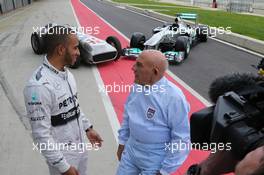Sir Stirling Moss and Lewis Hamilton event 31.05.2013. MERCEDES AMG PETRONAS Formula One car and Mercedes-Benz W 196 shoot, Silverstone, England.
