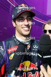 Daniel Ricciardo (AUS) Red Bull Racing Test Driver with the media. 18.07.2013. Formula One Young Drivers Test, Day 2, Silverstone, England.