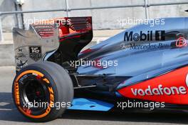 Kevin Magnussen (DEN) McLaren MP4-28 Test Driver rear floor detail. 17.07.2013. Formula One Young Drivers Test, Day 1, Silverstone, England.