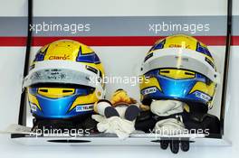 Helmets for Esteban Gutierrez (MEX) Sauber. 01.11.2013. Formula 1 World Championship, Rd 17, Abu Dhabi Grand Prix, Yas Marina Circuit, Abu Dhabi, Practice Day.