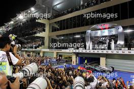 Photograpgers shoot the podium. 03.11.2013. Formula 1 World Championship, Rd 17, Abu Dhabi Grand Prix, Yas Marina Circuit, Abu Dhabi, Race Day.