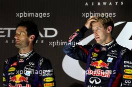 Sebastian Vettel (GER), Red Bull Racing and Mark Webber (AUS), Red Bull Racing  03.11.2013. Formula 1 World Championship, Rd 17, Abu Dhabi Grand Prix, Yas Marina Circuit, Abu Dhabi, Race Day.