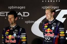 Mark Webber (AUS), Red Bull Racing and Sebastian Vettel (GER), Red Bull Racing  03.11.2013. Formula 1 World Championship, Rd 17, Abu Dhabi Grand Prix, Yas Marina Circuit, Abu Dhabi, Race Day.