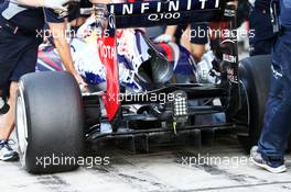 Sebastian Vettel (GER) Red Bull Racing RB9 rear diffuser detail. 02.11.2013. Formula 1 World Championship, Rd 17, Abu Dhabi Grand Prix, Yas Marina Circuit, Abu Dhabi, Qualifying Day.