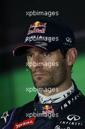 Mark Webber (AUS) Red Bull Racing in the FIA Press Conference. 02.11.2013. Formula 1 World Championship, Rd 17, Abu Dhabi Grand Prix, Yas Marina Circuit, Abu Dhabi, Qualifying Day.
