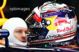 The helmet of Sebastian Vettel (GER) Red Bull Racing RB9. 15.11.2013. Formula 1 World Championship, Rd 18, United States Grand Prix, Austin, Texas, USA, Practice Day.