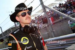 Andy Stobart (GBR) Lotus F1 Team Press Officer on the grid. 17.11.2013. Formula 1 World Championship, Rd 18, United States Grand Prix, Austin, Texas, USA, Race Day.