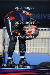 Race winner Sebastian Vettel (GER) Red Bull Racing RB9 celebrates in parc ferme. 17.11.2013. Formula 1 World Championship, Rd 18, United States Grand Prix, Austin, Texas, USA, Race Day.
