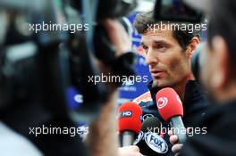 Mark Webber (AUS) Red Bull Racing with the media. 14.11.2013. Formula 1 World Championship, Rd 18, United States Grand Prix, Austin, Texas, USA, Preparation Day.