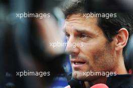 Mark Webber (AUS) Red Bull Racing with the media. 14.11.2013. Formula 1 World Championship, Rd 18, United States Grand Prix, Austin, Texas, USA, Preparation Day.