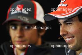 (L to R): Esteban Gutierrez (MEX) Sauber and Sergio Perez (MEX) McLaren in the FIA Press Conference. 14.11.2013. Formula 1 World Championship, Rd 18, United States Grand Prix, Austin, Texas, USA, Preparation Day.