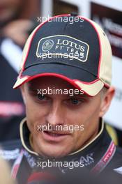 Heikki Kovalainen (FIN) Lotus F1 Team with the media. 14.11.2013. Formula 1 World Championship, Rd 18, United States Grand Prix, Austin, Texas, USA, Preparation Day.