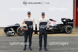 (L to R): Pastor Maldonado (VEN) Williams and team mate Valtteri Bottas (FIN) Williams with the new Williams FW35. 19.02.2013. Williams FW35 Launch, Barcelona, Spain.