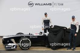 (L to R): Pastor Maldonado (VEN) Williams and team mate Valtteri Bottas (FIN) Williams unveil the new Williams FW35. 19.02.2013. Williams FW35 Launch, Barcelona, Spain.