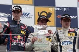 Podium, 2nd Daniil Kvyat (RUS) CARLIN Dallara F312 Volkswagen, 1st Felix Rosenqvist (SWE) KFZTEILE24 MÜCKE MOTORSPORT Dallara F312 Mercedes, 3rd Jordan King (GBR) CARLIN Dallara F312 Volkswagen 01.06.2013. FIA F3 European Championship 2013, Round 5, Race 1, Hockenheim, Germany