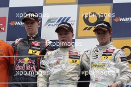 Podium, 2nd Daniil Kvyat (RUS) CARLIN Dallara F312 Volkswagen, 1st Felix Rosenqvist (SWE) KFZTEILE24 MÜCKE MOTORSPORT Dallara F312 Mercedes, 3rd Lucas Auer (AUT) PREMA POWERTEAM Dallara F312 Mercedes 02.06.2013. FIA F3 European Championship 2013, Round 5, Race 3, Hockenheim, Germany