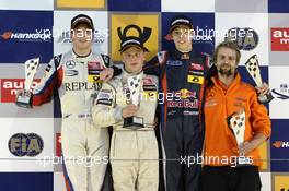 Podium Race 2, Alex Lynn (GBR) PREMA POWERTEAM Dallara F312 Mercedes, Felix Rosenqvist (SWE) KFZTEILE24 MÜCKE MOTORSPORT Dallara F312 Mercedes, Daniil Kvyat (RUS) CARLIN Dallara F312 Volkswagen 28.09.2013. FIA F3 European Championship 2013, Round 8, Race 2, Circuit Park Zandvoort, Netherlands