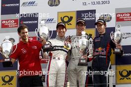 Podium, 2nd Alexander Sims (GBR) THREEBOND WITH T-SPORT Dallara F312 Threebond Nissan, 1st Alex Lynn (GBR) PREMA POWERTEAM Dallara F312 Mercedes, 3rd Daniil Kvyat (RUS) CARLIN Dallara F312 Volkswagen 13.10.2013. FIA F3 European Championship 2013, Round 9, Race 2, Vallelunga, Italy