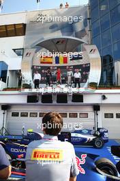 The Podium, winner Robert Visoiu (ROM) MW Arden, 2nd Carlos Sainz Jr (ESP) MW Arden, 3rd Kevin Korjus (EST) Koiranen GP 28.07.2013. GP3 Series, Rd 5, Budapest, Hungary, Sunday