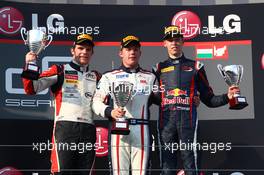 The Podium: winner  Aaro Vainio (FIN) Koiranen GP, 2nd Conor Daly (USA) Art Grand Prix, 3rd Daniil Kvyat (RUS) MW Arden 27.07.2013. GP3 Series, Rd 5, Budapest, Hungary, Saturday